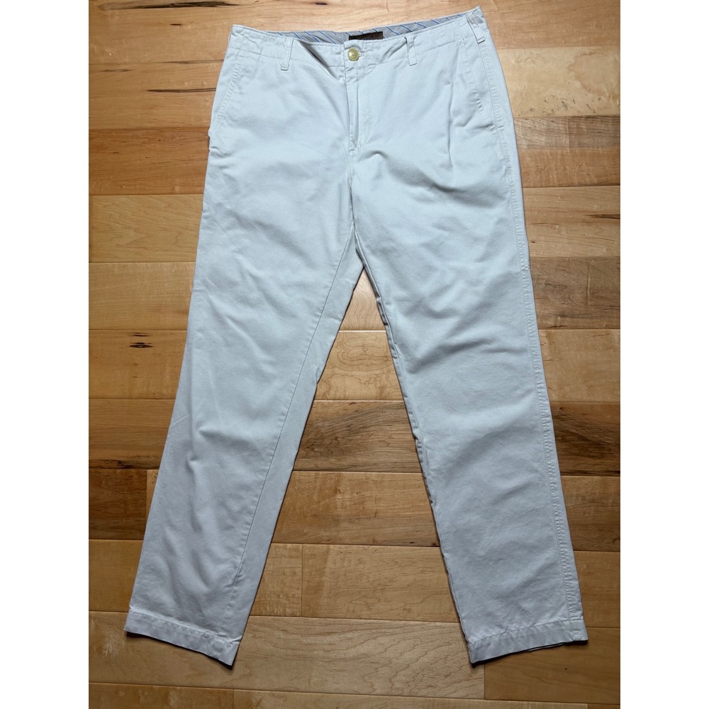 Pronto‎ Uomo Blue Chinos Mens 36x33 (Tag 36x34) Cream Cotton Flat Front Pants